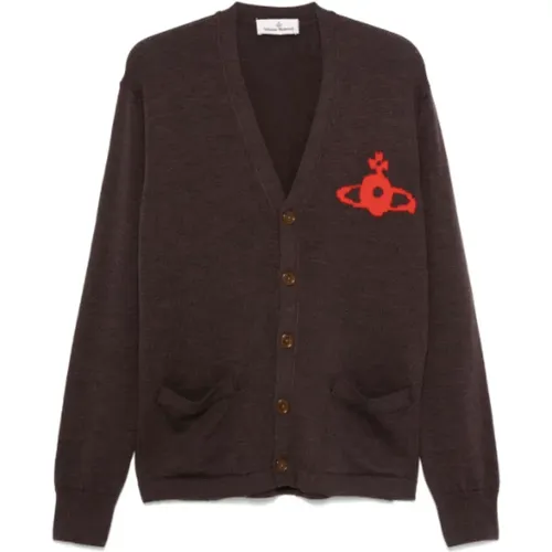 Brauner Cardigan Pullover Stilvolle Mode , Herren, Größe: 2XL - Vivienne Westwood - Modalova