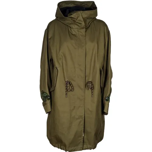 Long embroidered parka with removable vest , female, Sizes: XS, 2XS - bazar deluxe - Modalova