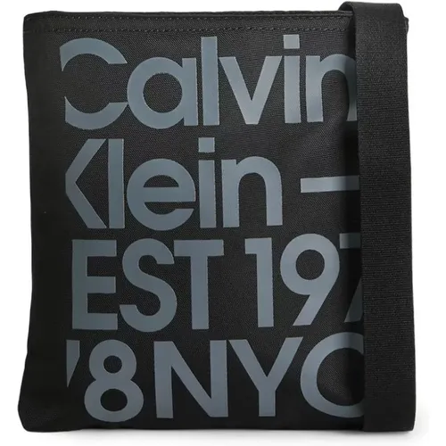 Schwarze Bedruckte Handtasche mit Reißverschluss - Calvin Klein - Modalova