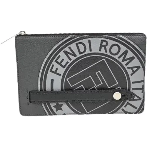 Pre-owned Clutches, male, , Size: ONE SIZE Pre-owned Logo Zip Pouch FF - Fendi Vintage - Modalova