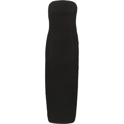 Elegantes Langes Kleid Dunkel Schwarz Waschen , Damen, Größe: XL - Gestuz - Modalova