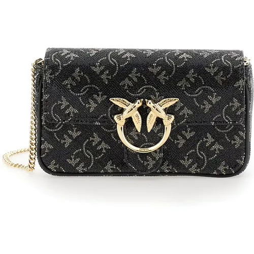 Schwarze Monogramm Tasche Liebe - pinko - Modalova