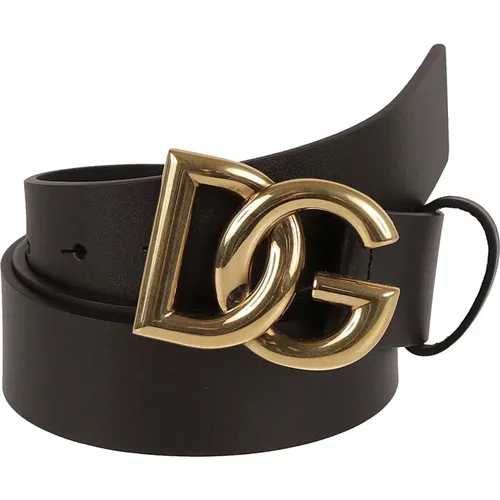 Gold Logo Leather Belt , male, Sizes: 90 CM, 85 CM, 95 CM, 105 CM, 100 CM - Dolce & Gabbana - Modalova