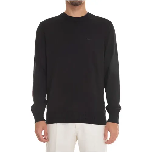Plain Cotton Round-neck Pullover Logo , male, Sizes: 2XL, 3XL, M, S, XL, L - Boss - Modalova
