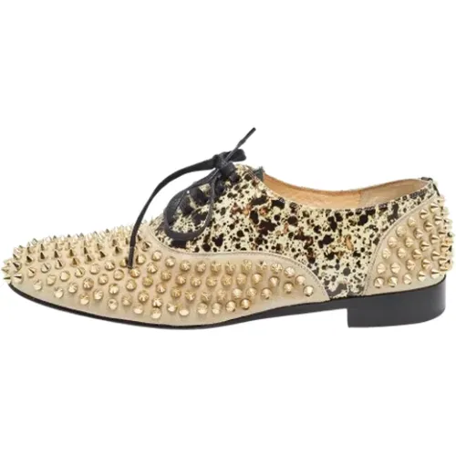 Pre-owned Flats, female, , Size: 10 1/2 US Pre-owned Suede sneakers - Christian Louboutin Pre-owned - Modalova