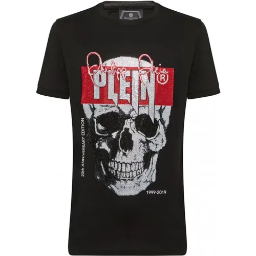 Skull Rhinestone Baumwoll T-shirt , Herren, Größe: S - Philipp Plein - Modalova