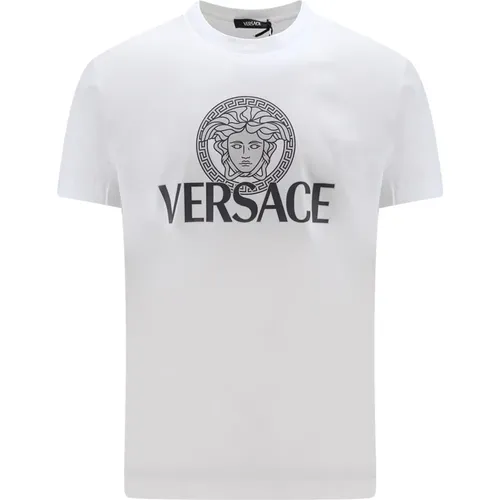 Iconic Print Jersey Cotton T-Shirt , male, Sizes: L, XL - Versace - Modalova