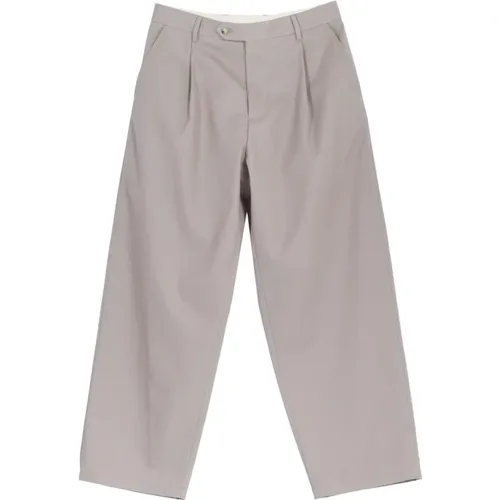 Straight Trousers, male, , Size: L Wide Leg Cotton Gabardine Pants - Moschino - Modalova