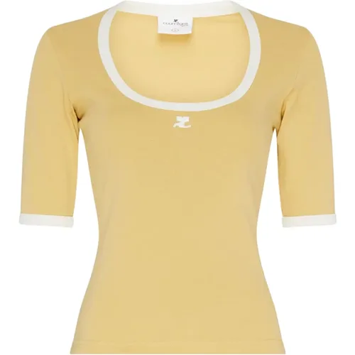 Kontrast Holistisches T-Shirt , Damen, Größe: XL - Courrèges - Modalova