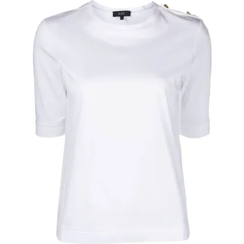 Stylisches T-Shirt mit kurzen Ärmeln , Damen, Größe: M - Fay - Modalova