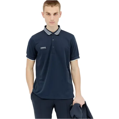 Klassisches Logo Patch Polo Shirt , Herren, Größe: M - adidas Originals - Modalova