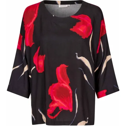 Rotes Print Top 3/4 Ärmel , Damen, Größe: 2XL - Masai - Modalova