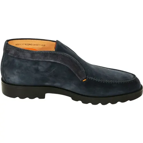 Blaue Wildlederstiefel mit Orangen Nähten , Herren, Größe: 41 1/2 EU - Santoni - Modalova