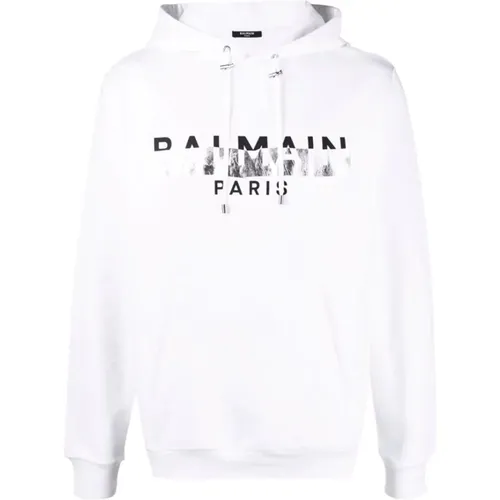 Foil Tape Logo Hoodie , male, Sizes: 2XL, S, L - Balmain - Modalova