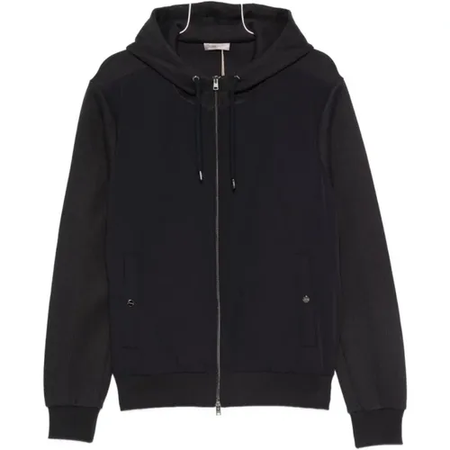 Zip-throughs, male, , Size: S Hooded Zip Coat Cotton Blend - Herno - Modalova