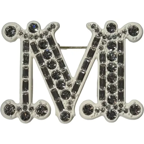 Brooches, unisex, , Size: ONE SIZE Crystal Monogram Brooch Emblematic Feminine - Max Mara - Modalova