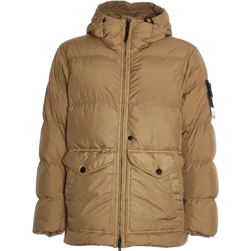 Biscuit Windproof Down Jacket Aw24 , male, Sizes: S, M, 2XL, XL, L - Stone Island - Modalova