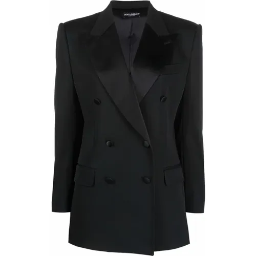 Double-Breasted Stretch Jacket , female, Sizes: 2XS - Dolce & Gabbana - Modalova