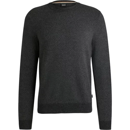 Raffinierter Jacquard Pullover Schwarz , Herren, Größe: XL - Hugo Boss - Modalova