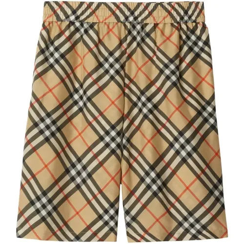 Casual Shorts, male, , Size: M Silk Nova Check Elasticated Waistband Skirt - Burberry - Modalova