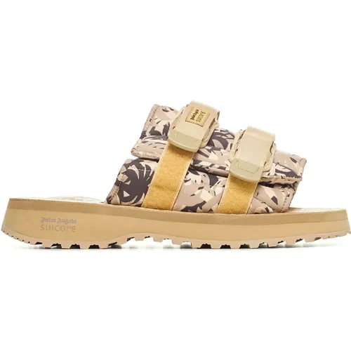 Sliders, male, , Size: 12 US Camouflage Print Slippers - Palm Angels - Modalova