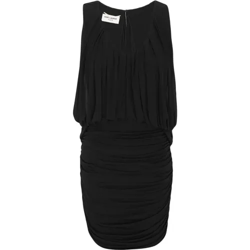 Draped Sleeveless Minidress , female, Sizes: M, L, S - Saint Laurent - Modalova