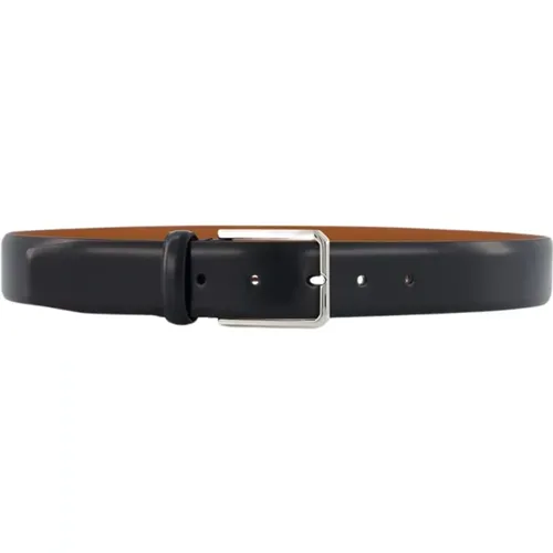 Belts, male, , Size: 105 CM Debossed Leather Belt - Santoni - Modalova