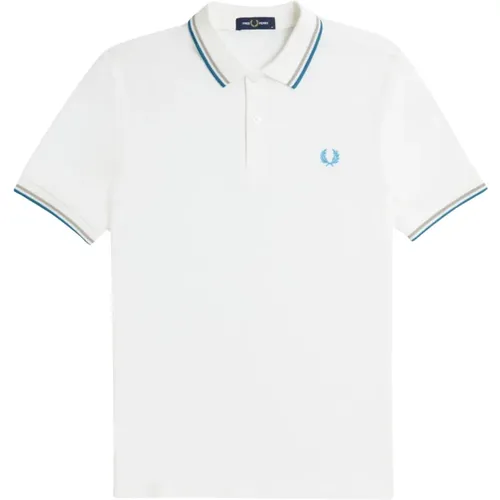 Polo Shirts, male, , Size: M Twin Tipped Polo in Ocean - Fred Perry - Modalova