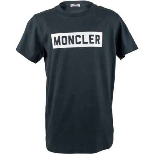 Navy Blue Logo T-shirt Moncler - Moncler - Modalova