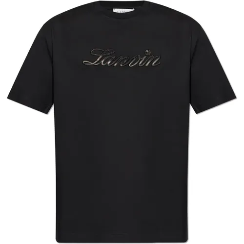 T-Shirts, male, , Size: XL T-shirt with embroidered logo - Lanvin - Modalova