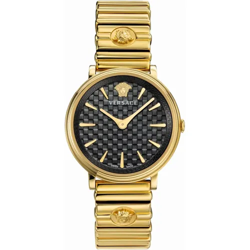 Circle Medusa Black Gold Watch , female, Sizes: ONE SIZE - Versace - Modalova