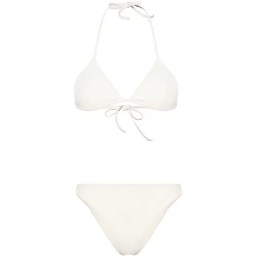 Bikinis, female, , Size: M Ivory Ribbed Triangle Bikini Set - Lido - Modalova