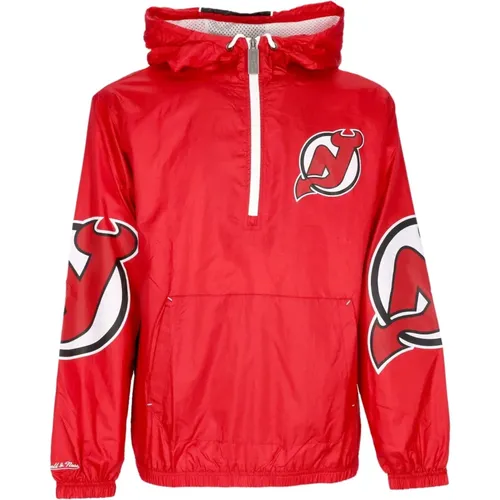 Light Jackets, male, , Size: L New Jersey Devils Windbreaker Anorak - Mitchell & Ness - Modalova