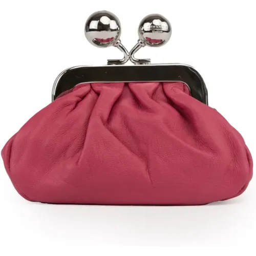 Pink leather nano clutch bag , female, Sizes: ONE SIZE - Max Mara Weekend - Modalova