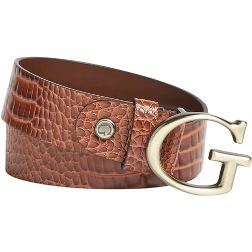 Stylish Synthetic Croc Print Belt , female, Sizes: L, M - Guess - Modalova