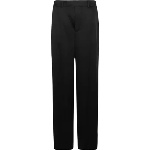 Luxuriöse Straight Hose für Frauen,Schwarze Oversize Flare Hose - Saint Laurent - Modalova
