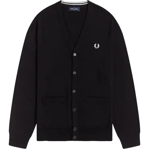 Cardigans, male, , Size: M Italian Lambswool Cardigan - Fred Perry - Modalova