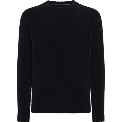 Round-neck Knitwear, male, , Size: S Black Round Neck Jersey - RRD - Modalova
