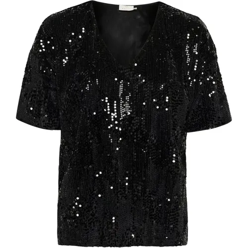 Blouses, female, , Size: XL Sequin T-Shirt Top Deep - Kaffe - Modalova