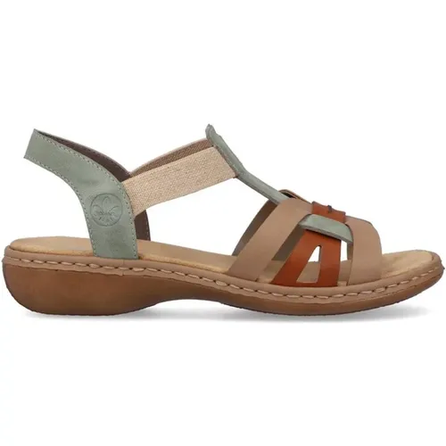 Green Casual Flat Sandals , female, Sizes: 7 UK, 5 UK, 4 UK, 8 UK, 6 UK - Rieker - Modalova