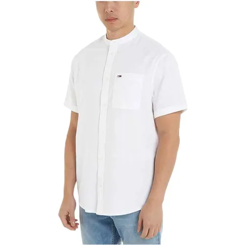 Linen Cotton Short Sleeve Shirt , male, Sizes: XL, M, 2XL, L, S - Tommy Hilfiger - Modalova