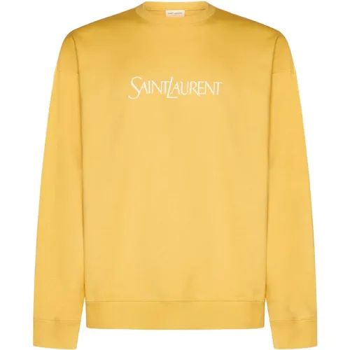 Sweatshirts, male, , Size: XL Cotton Crew Neck Sweatshirt - Saint Laurent - Modalova