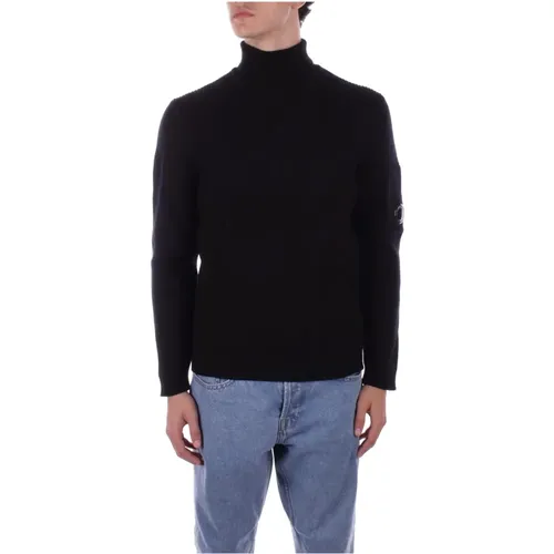 Turtlenecks, male, , Size: M High Neck Logo Sweater - C.P. Company - Modalova