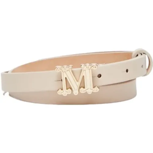 Belts, female, , Size: XL Monogram Leather Belt with Metal Buckle - Max Mara - Modalova