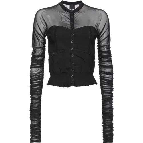 Schwarzer Pullover mit Rüschen-Detail , Damen, Größe: M - pinko - Modalova