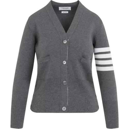 Classic Grey Cardigan Sweater , female, Sizes: 2XS - Thom Browne - Modalova