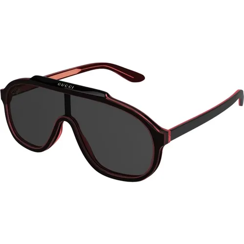 Modische Unisex Sonnenbrille Rot Schwarz , unisex, Größe: ONE Size - Gucci - Modalova