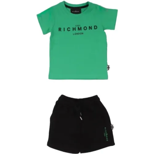 Grünes Logo T-Shirt und Shorts Set - John Richmond - Modalova
