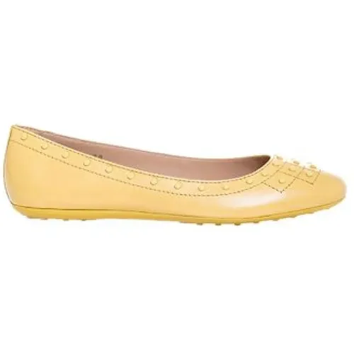 Gelbe Leder-Ballerina mit Se-Mustern , Damen, Größe: 38 1/2 EU - TOD'S - Modalova