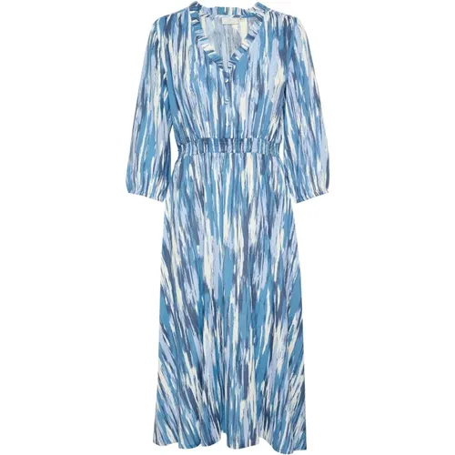 Blaues Abstraktes Print Kleid , Damen, Größe: L - Kaffe - Modalova